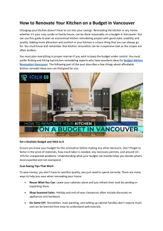 How to Renovate Your Kitchen on a Budget in Vancouver