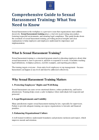 Comprehensive Guide to Sexual Harassment Training
