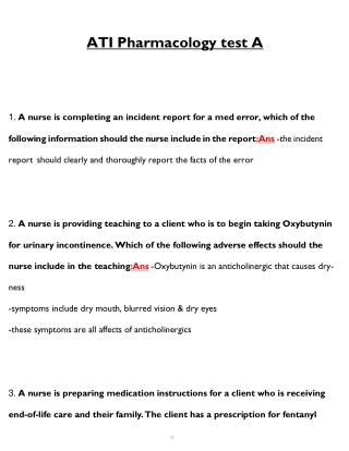 ATI Pharmacology test A 2023