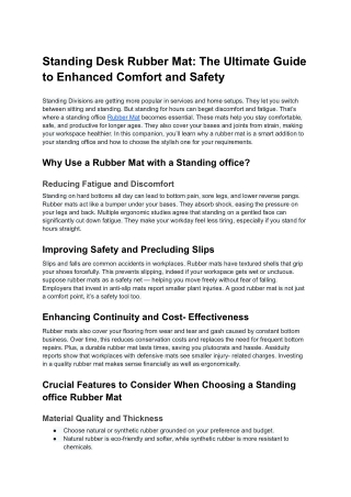 Standing Desk Rubber Mat_ The Ultimate Guide to Enhanced Comfort and Safety
