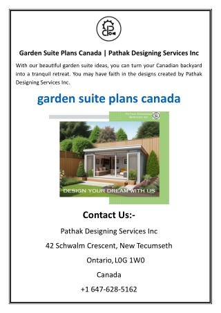 Garden Suite Plans Canada