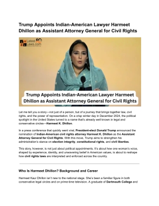 Trump Appoints Indian-American Lawyer Harmeet Dhillon as Assistant Attorney General for Civil Rights (1)