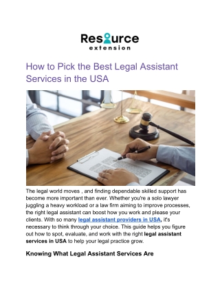 How to Pick the Best Legal Assistant Services in the USA