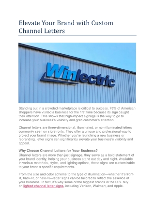Elevate Your Brand with Custom Channel Letters