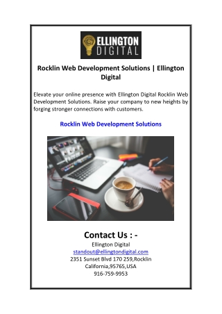 Rocklin Web Development Solutions  Ellington Digital