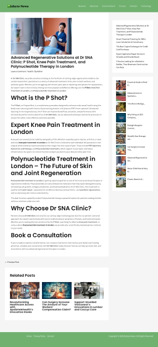 Advanced Regenerative Solutions at Dr SNA Clinic P Shot, Knee Pain Treatment, and Polynucleotide Therapy in London - Biz
