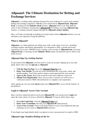 allpaanel contact number