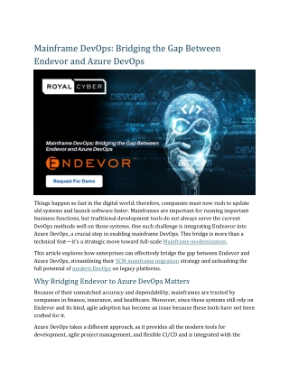 Mainframe DevOps Bridging the Gap Between Endevor and Azure