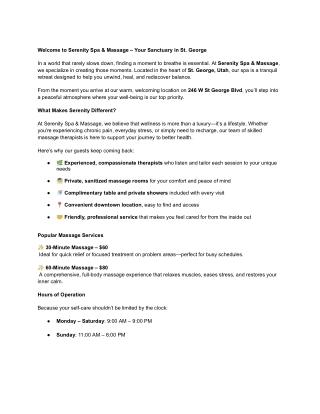 Serenity Spa & Massage