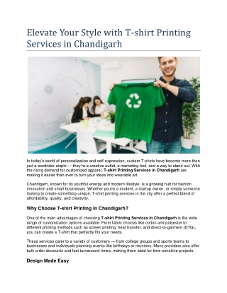 Elevate Your Style with T-shirt Printing Services in Chandigarh