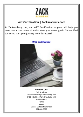 Wrt Certification  Zackacademy.com