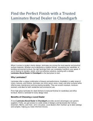 Find the Perfect Finish with a Trusted Laminates Borad Dealer in Chandigarh