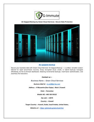 Air-Gapped Backup by Green Cloud Services | Secure Data Protection