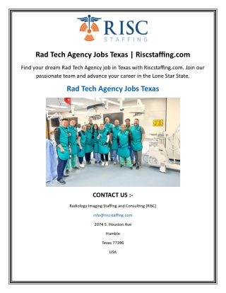 Rad Tech Agency Jobs Texas  Riscstaffing