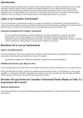 Descubre De qué manera un Consultor Nutricional Puede Cambiar tu Vida