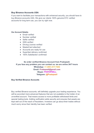 Buy Binance Accounts USA