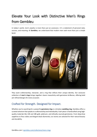 Elevate Your Look with Distinctive Men’s Rings from Gembleu!