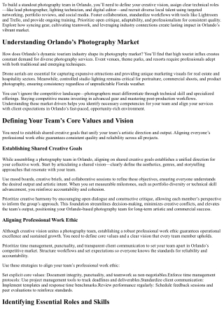 Building a Photography Team in Orlando