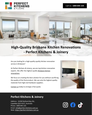 High-Quality Brisbane Kitchen Renovations - Perfect Kitchens & Joinery