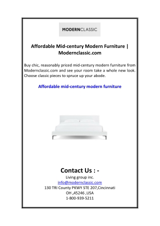 Affordable Mid-century Modern Furniture  Modernclassic.com