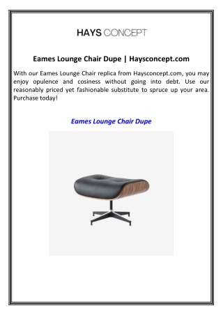 Eames Lounge Chair Dupe  Haysconcept.com