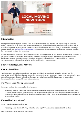 Exploring the Services Offered by Local Moving Companies