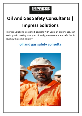 Oil And Gas Safety Consultants