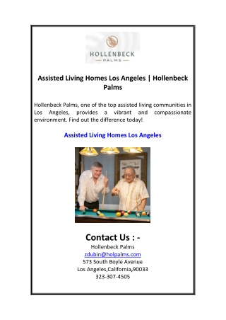 Assisted Living Homes Los Angeles  Hollenbeck Palms