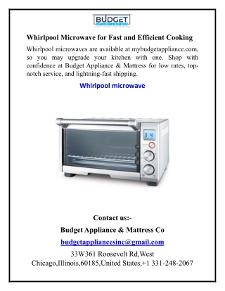 Whirlpool Microwave for Fast and Efficient Cooking