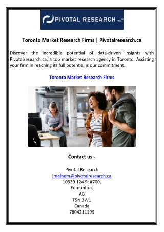 Toronto Market Research Firms Pivotalresearch.ca