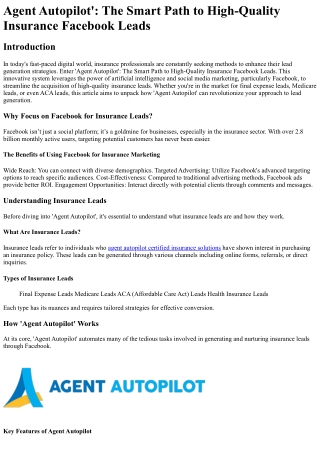 Agent Autopilot_ The Smart Path to High-Quality Insurance Facebook Leads