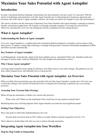 Maximize Your Sales Potential with Agent Autopilot