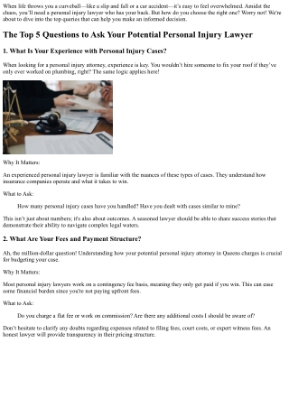 The Top 5 Questions to Ask Your Potential Personal Injury Lawyer