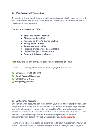 Buy Verified Wise Accounts for Business and Personal Use