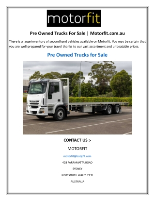 Pre Owned Trucks For Sale  Motorfit.com