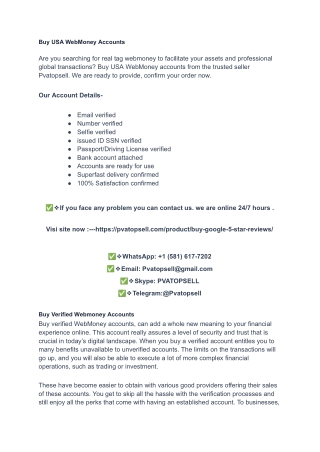 Buy USA WebMoney Accounts