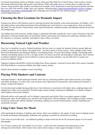 Tips for Moody and Dramatic Photos in Orlando