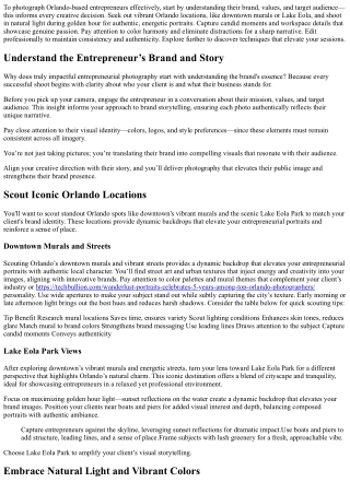 Tips for Photographing Orlando-Based Entrepreneurs