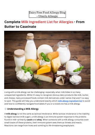 Complete Milk Ingredient List for Allergies - From Butter to Caseinate