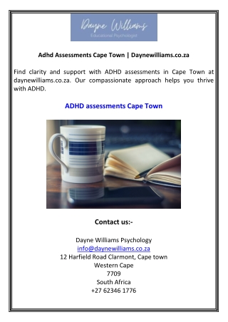 Adhd Assessments Cape Town  Daynewilliams.co.za
