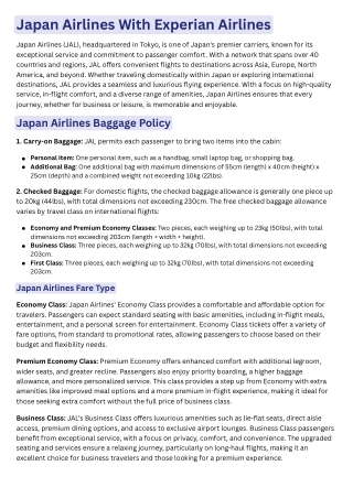 japan airlines With Experian airfare