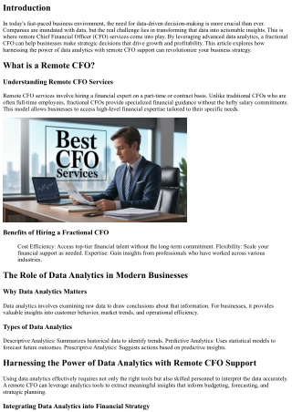 Harnessing the Power of Data Analytics with Remote CFO Support