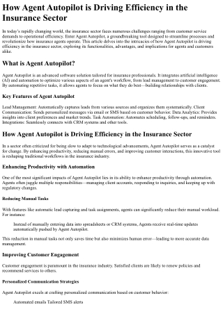 How Agent Autopilot is Driving Efficiency in the Insurance Sector