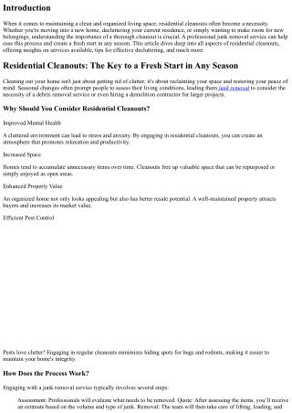 Residential Cleanouts: The Key to a Fresh Start in Any Season