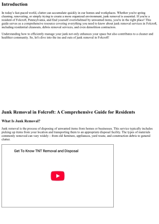 Junk Removal in Folcroft: A Comprehensive Guide for Residents