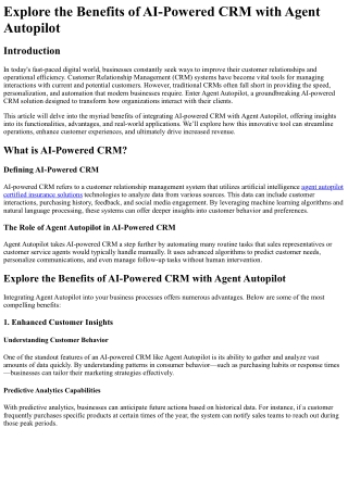 Explore the Benefits of AI-Powered CRM with Agent Autopilot