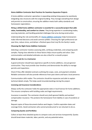 Home Addition Contractor Best Practices for Seamless Expansion Projects