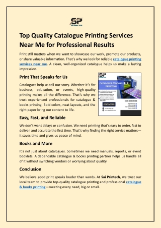 Top Quality Catalogue Printing Services Near Me for Professional Results