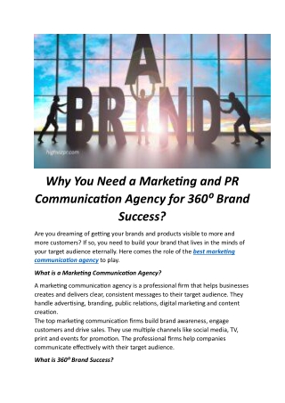 Why You Need a Marketing and PR Communication Agency