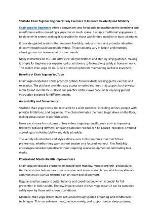 YouTube Chair Yoga for Beginners: Easy Exercises to Improve Flexibility and Mobi